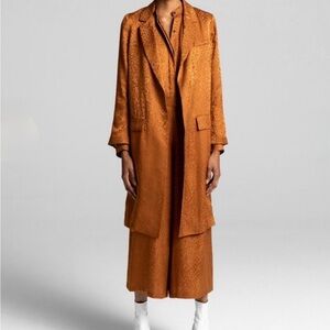 A.L.C CHARLESTON LEOPARD JACQUARD DUSTER JACKET AND CROP PANTS IN TOFFEE SIZE 10